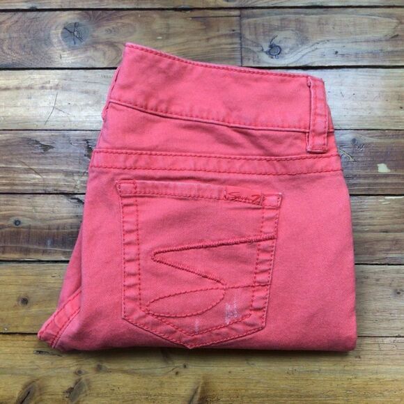 Seven7 coral ankle crop jeans women’s size 8 mid rise tangerine stretch denim - Picture 4 of 12
